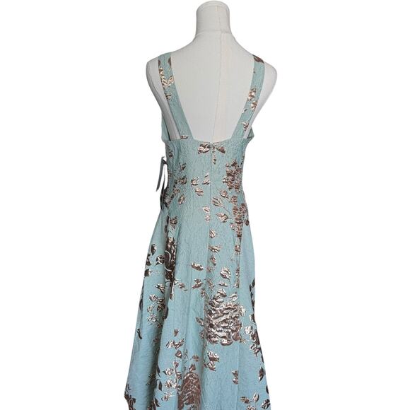 Rickie Freeman For Teri Jon High Low Metallic Jacquard Gown Size 4 Asymmetrical - Picture 13 of 16